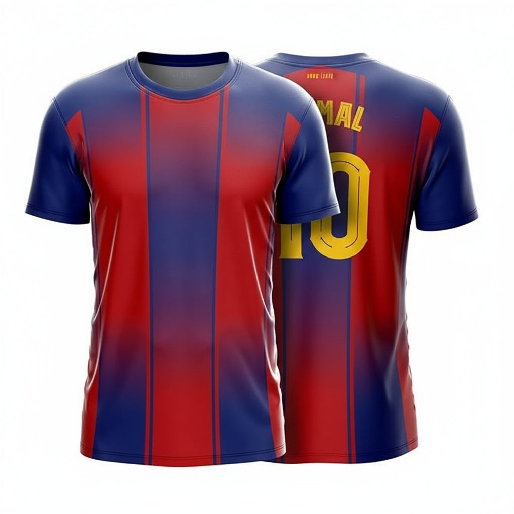 Next Print FC-BARCE 2025/26 Stadium Home Football Jersey with Custom Name & Number | Breathable Fabric | Eco Sublimation | Sizes 2Y to 4XL for Kids, Men & Women | Inspired Replica Fanwear