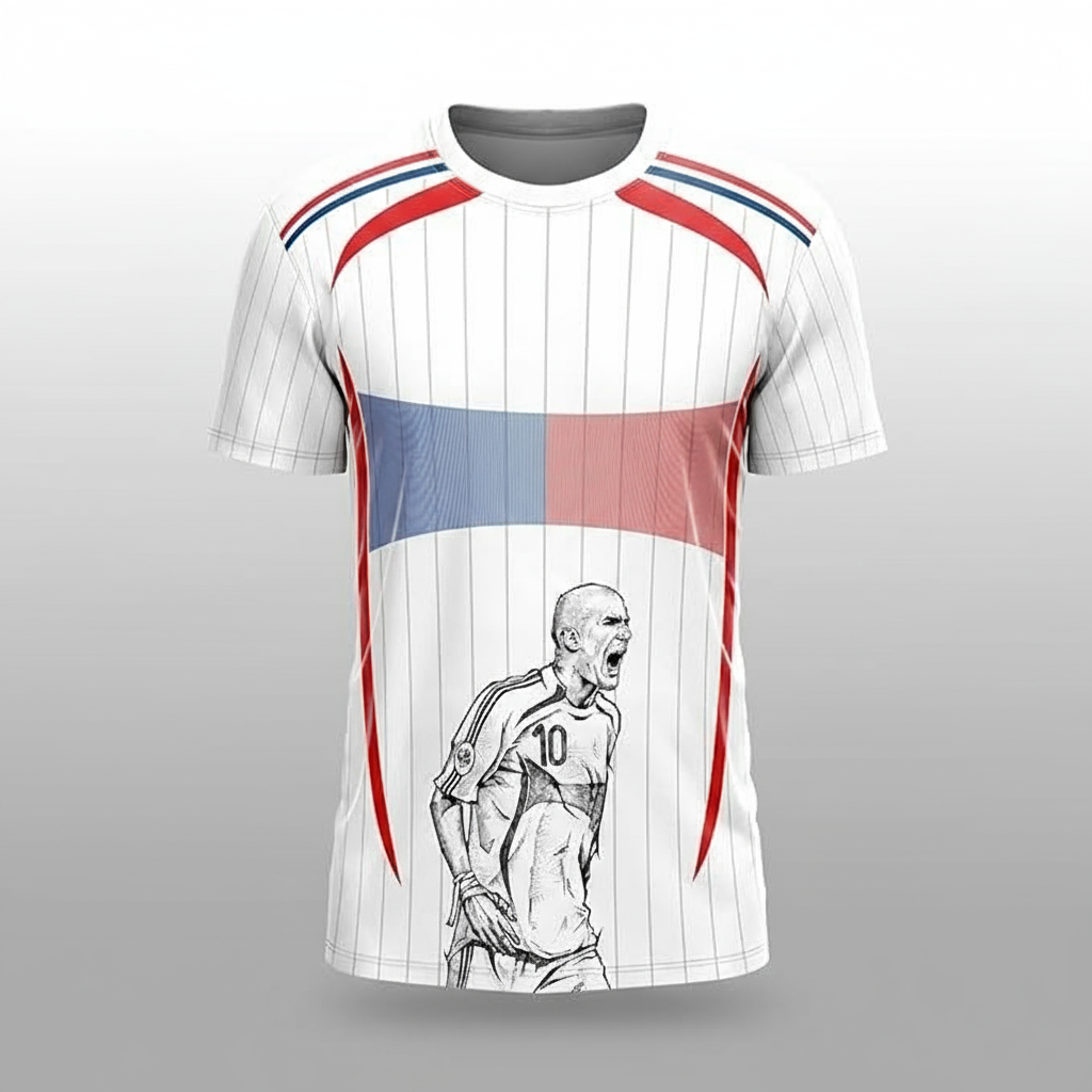 Next Print Artistic Sketch Football Jersey | Personalized Name & Number Custom Fan Shirt | White Dry-Fit Unisex Teamwear | Lightweight Collector Soccer Top Men Women Kids | Tribute Gifting Sports Art India