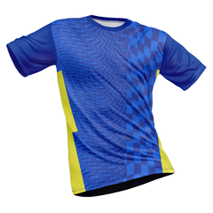 Polyester Half Sleeve Jersey with Round Collar and All Over Digital Print.