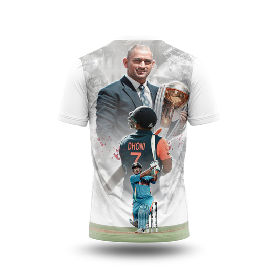 MS Dhoni Photo Printed T-Shirt.