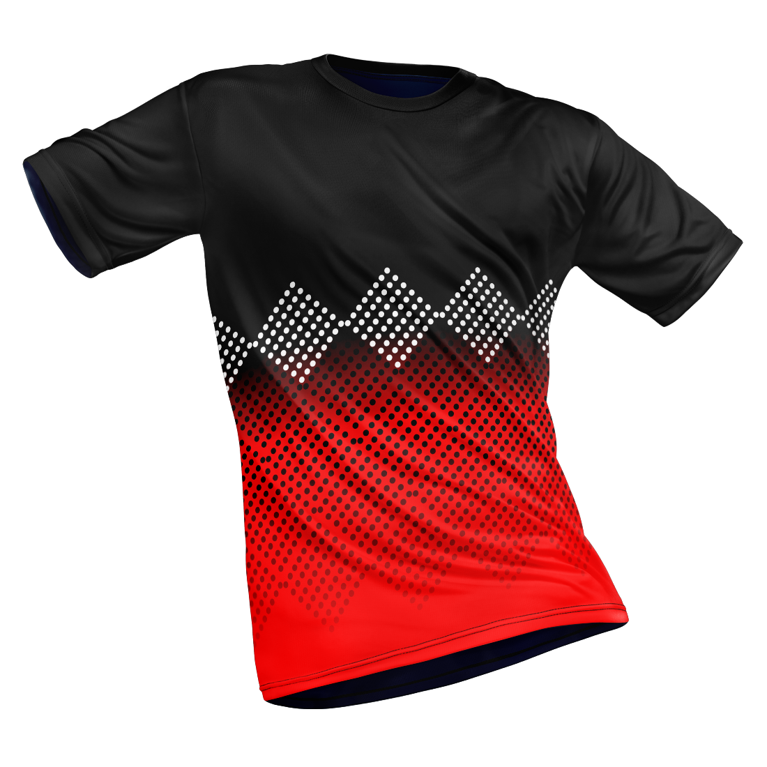 Polyester Half Sleeve Jersey with Round Collar and All Over Digital Print.