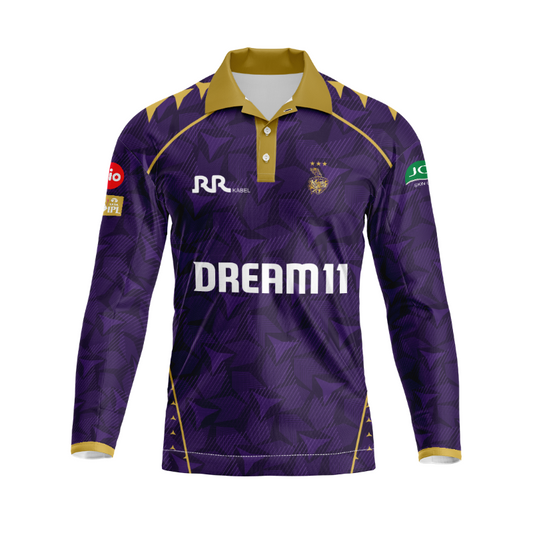 Next Print Customised Ipl Kolkata Knight Riders Printed Polo Collar Full Sleeves Jersey.