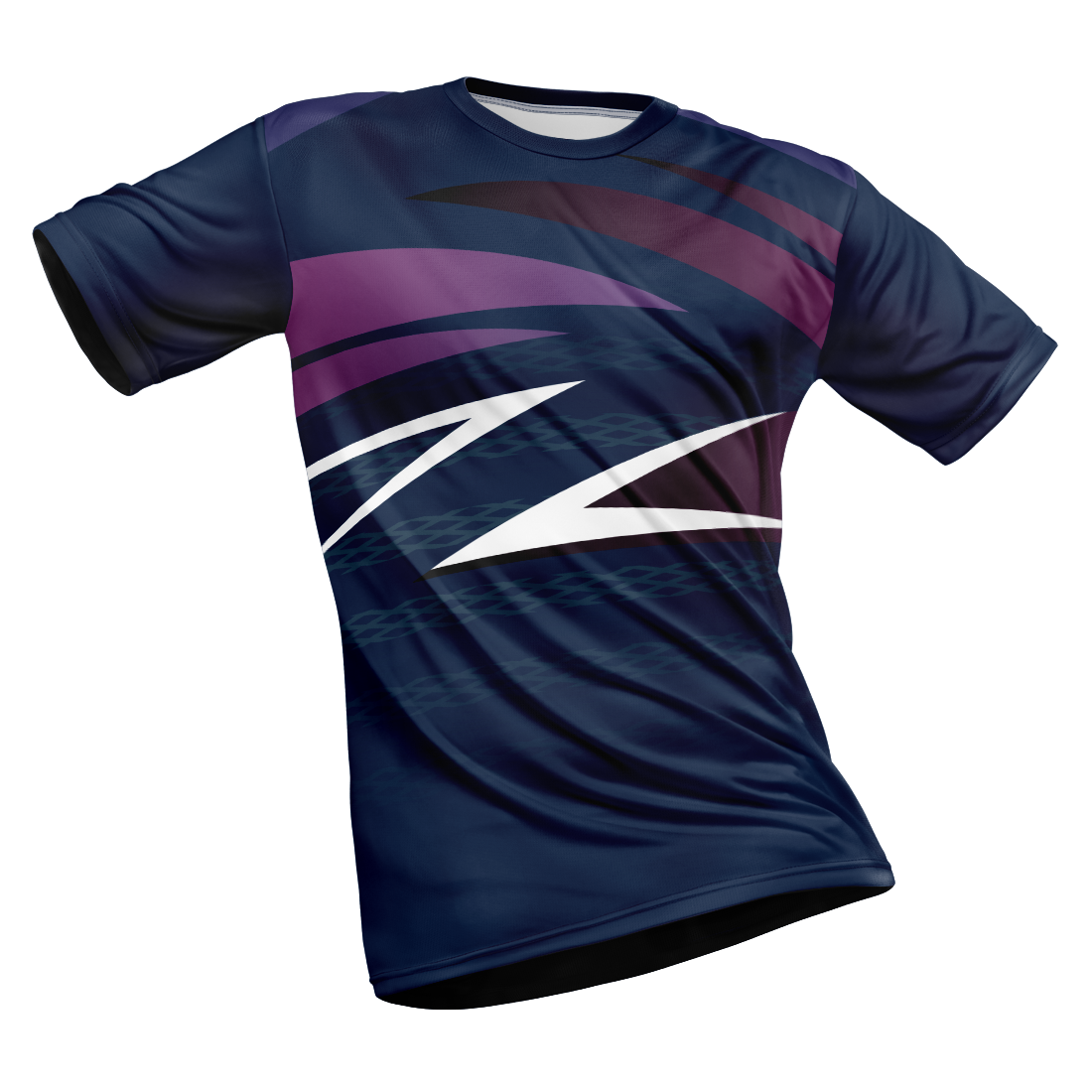 Polyester Half Sleeve Jersey with Round Collar and All Over Digital Print.
