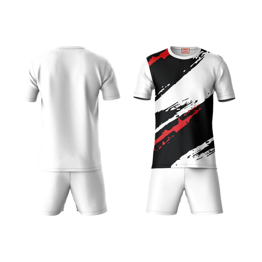 Next Print Round neck jersey white with shorts NPTS188