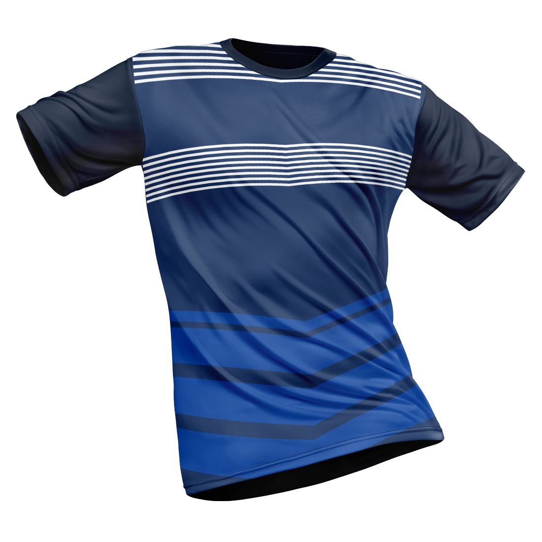 Polyester Half Sleeve Jersey with Round Collar and All Over Digital Print.