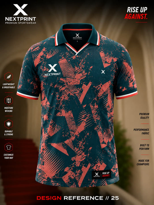 Coral Strike Abstract Performance Polo Jersey