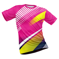 Polyester Half Sleeve Jersey with Round Collar and All Over Digital Print.