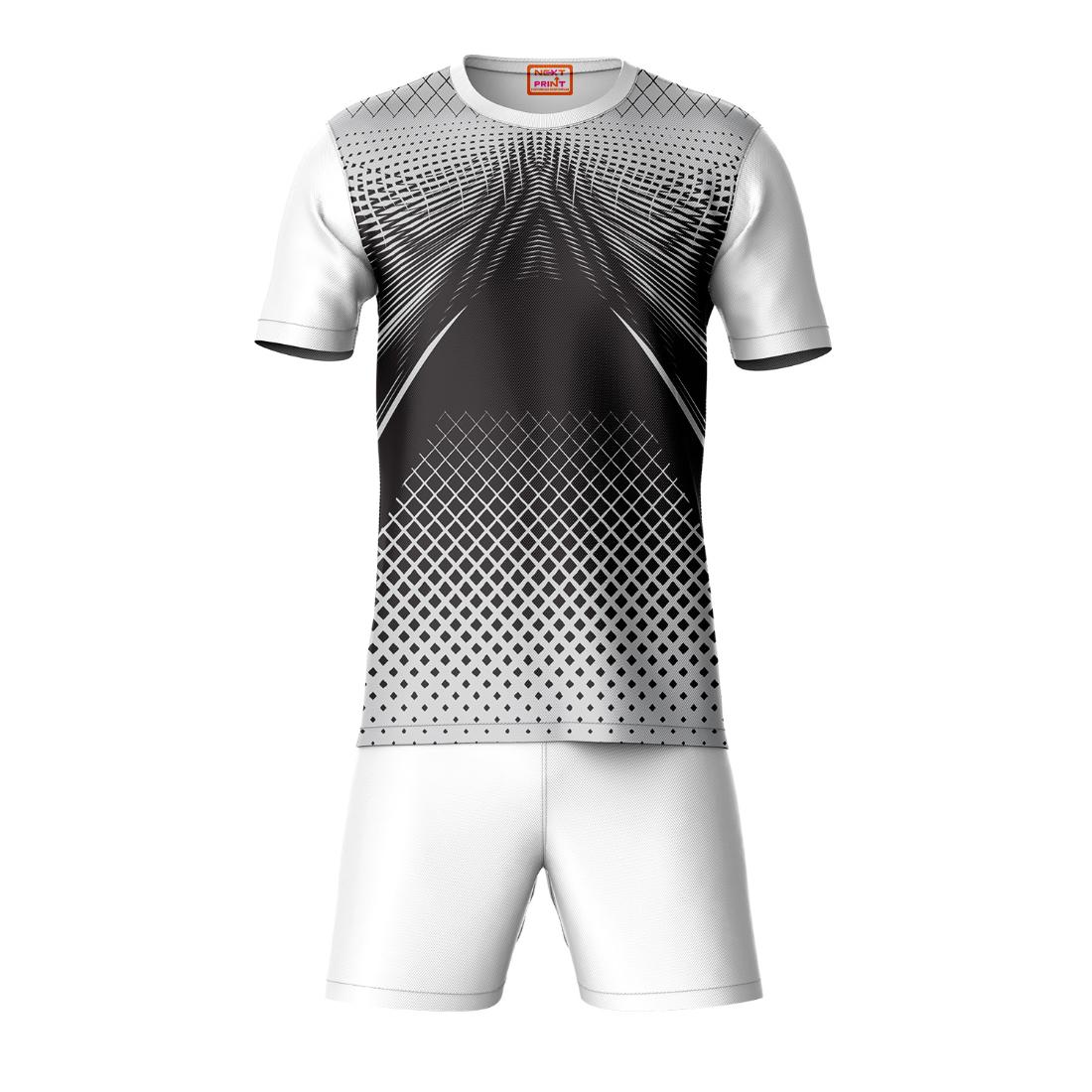 Next Print Round neck jersey white with shorts NPTS196