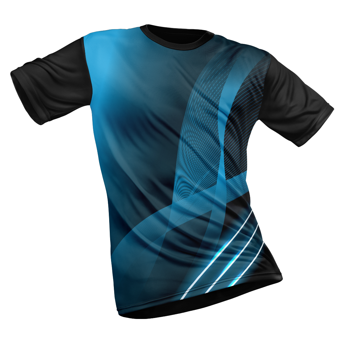 Polyester Half Sleeve Jersey with Round Collar and All Over Digital Print.