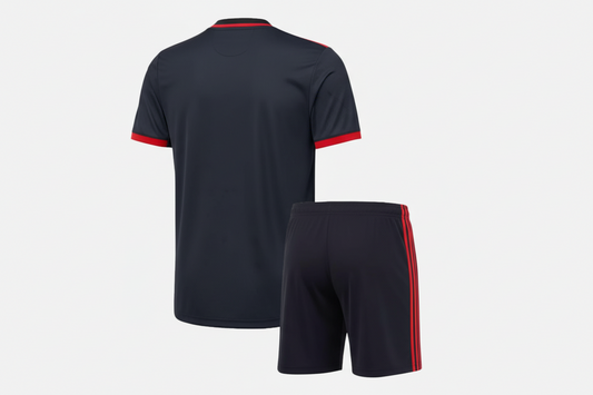 NextPrint Custom Dark Grey & Red Football Kit – Jersey & Shorts Set