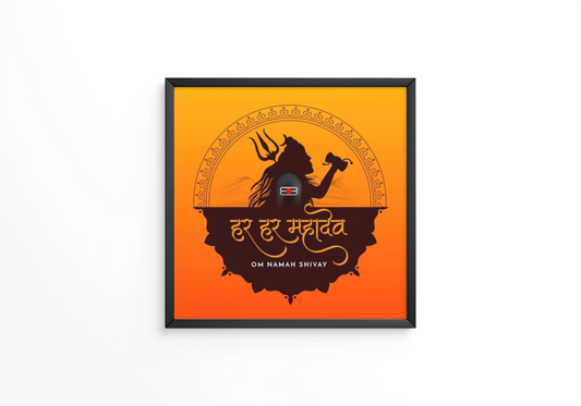 Happy maha shivratri wishes background with lord shiva silhouette frame (Copy)