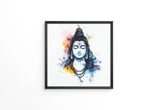Lord Shiva Minimalist Watercolor Effect Painting frame