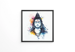 Lord Shiva Minimalist Watercolor Effect Painting frame