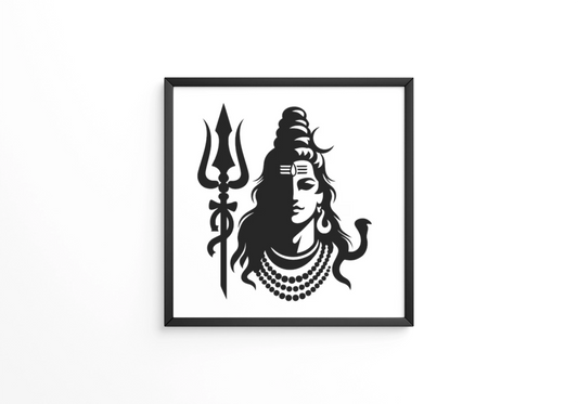 Shiva har har mahadev shankar tridev with trishul hindu lord hindusim religious deity silhouette frame