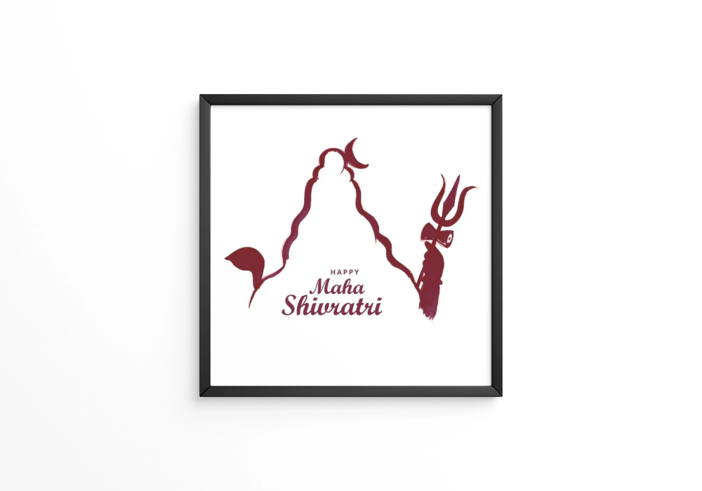 Hand draw maha shivratri for lord shiva sketch  frame