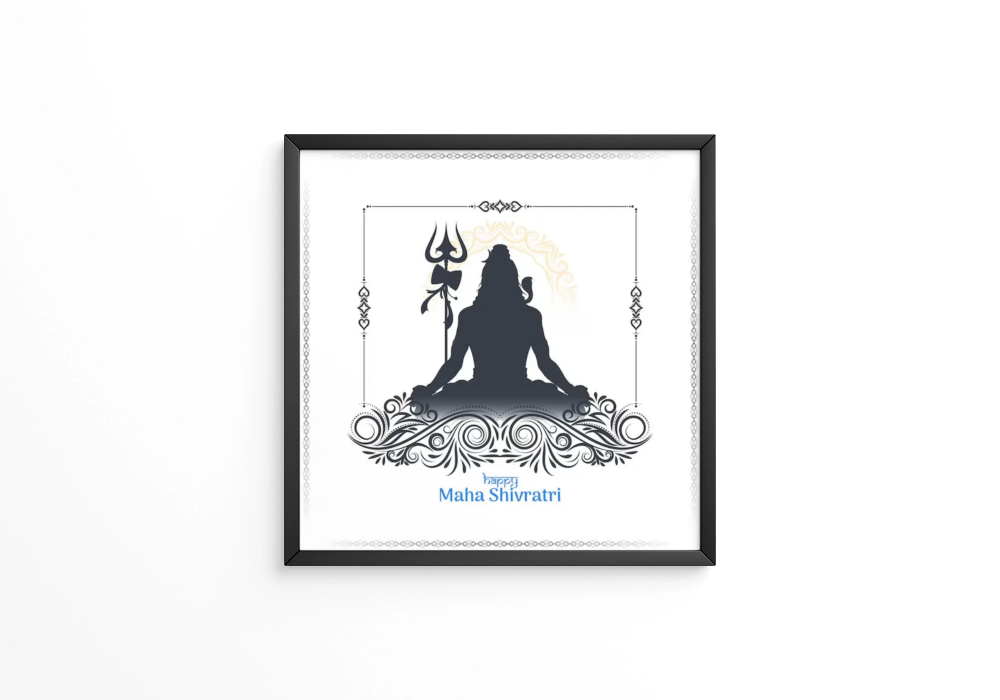 Happy Maha Shivratri festival celebration artistic greeting frame