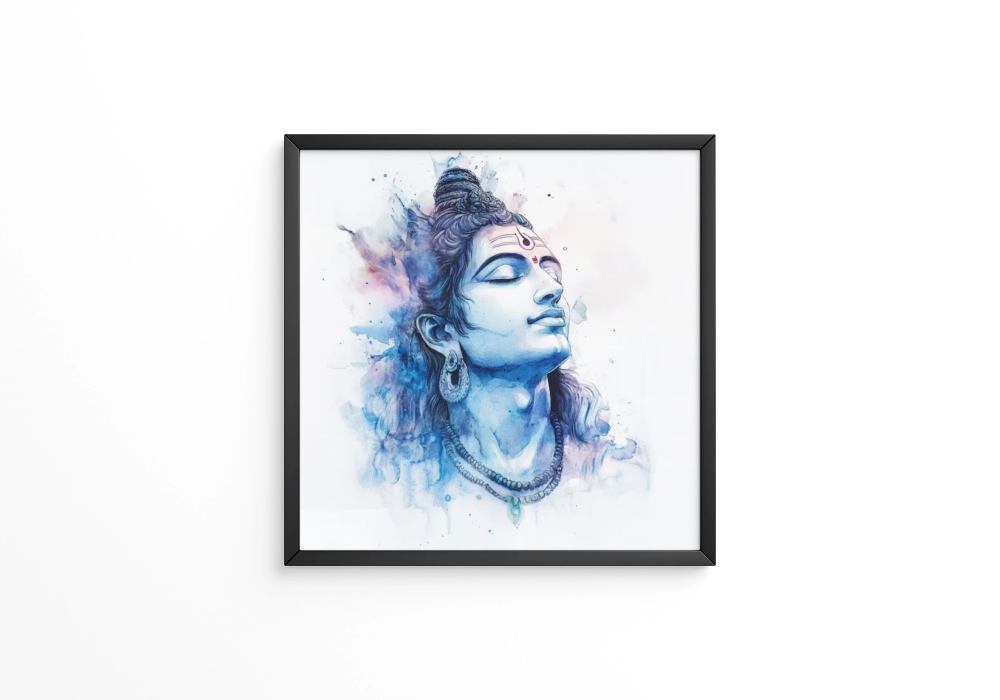 Lord Shiva Minimalist Watercolor Effect Painting frame