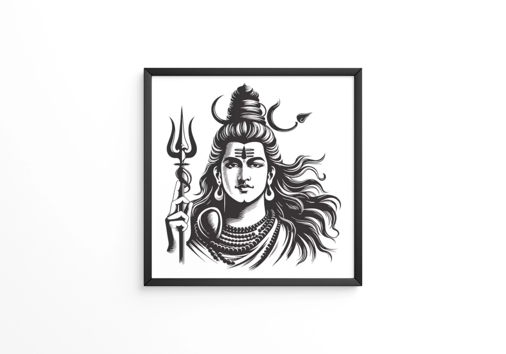 Happy maha Shivratri with Trisulam a Hindu festival frame