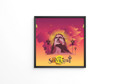 Happy Maha shivratri greeting with lord shiva Adiyogi frame