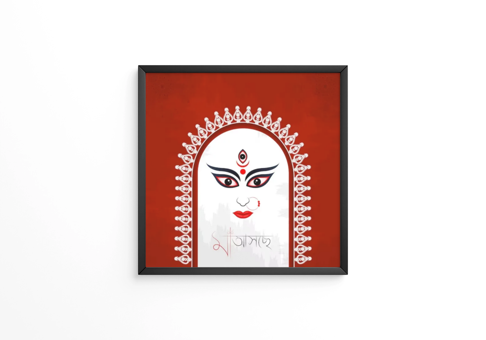 Happy Durga Puja Durga Face Happy Navratri frame
