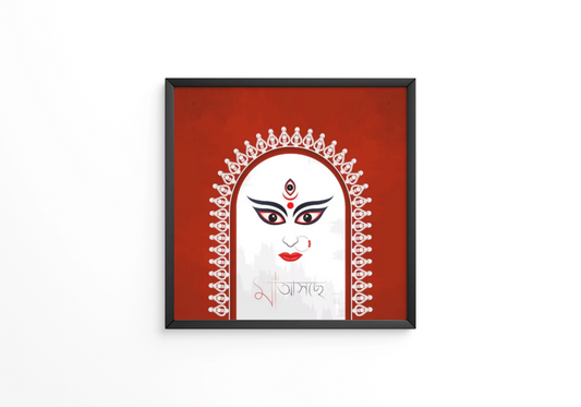 Happy Durga Puja Durga Face Happy Navratri frame