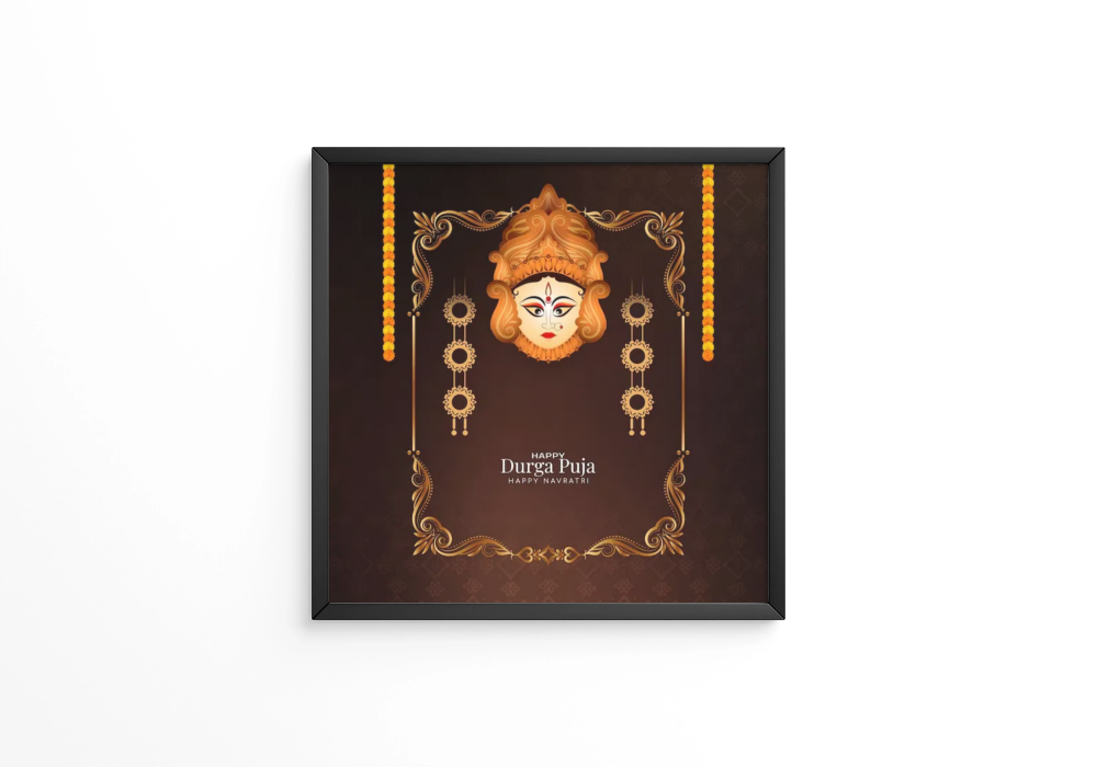 Hand drawn durga puja festival frame