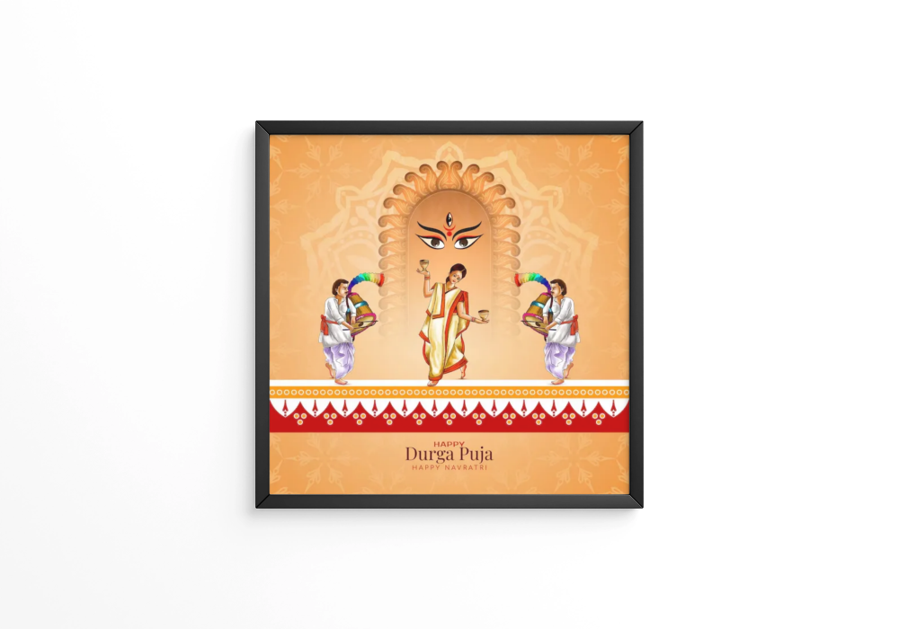Happy Durga puja and Navratri traditional religious festival  frame
