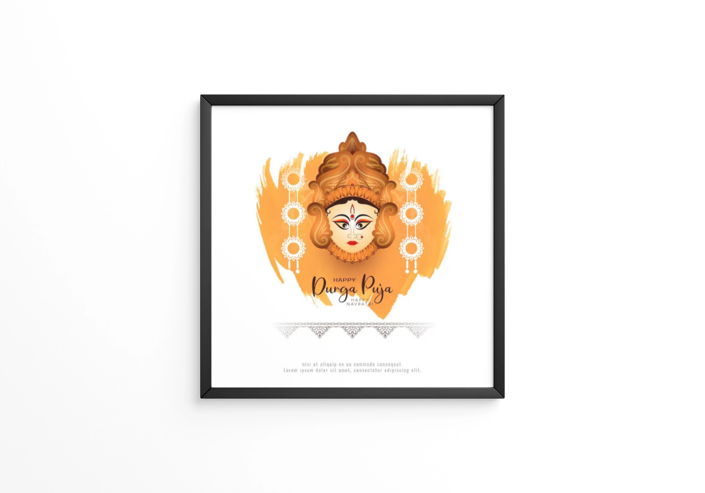 Durga Puja and Happy navratri festivall  frame