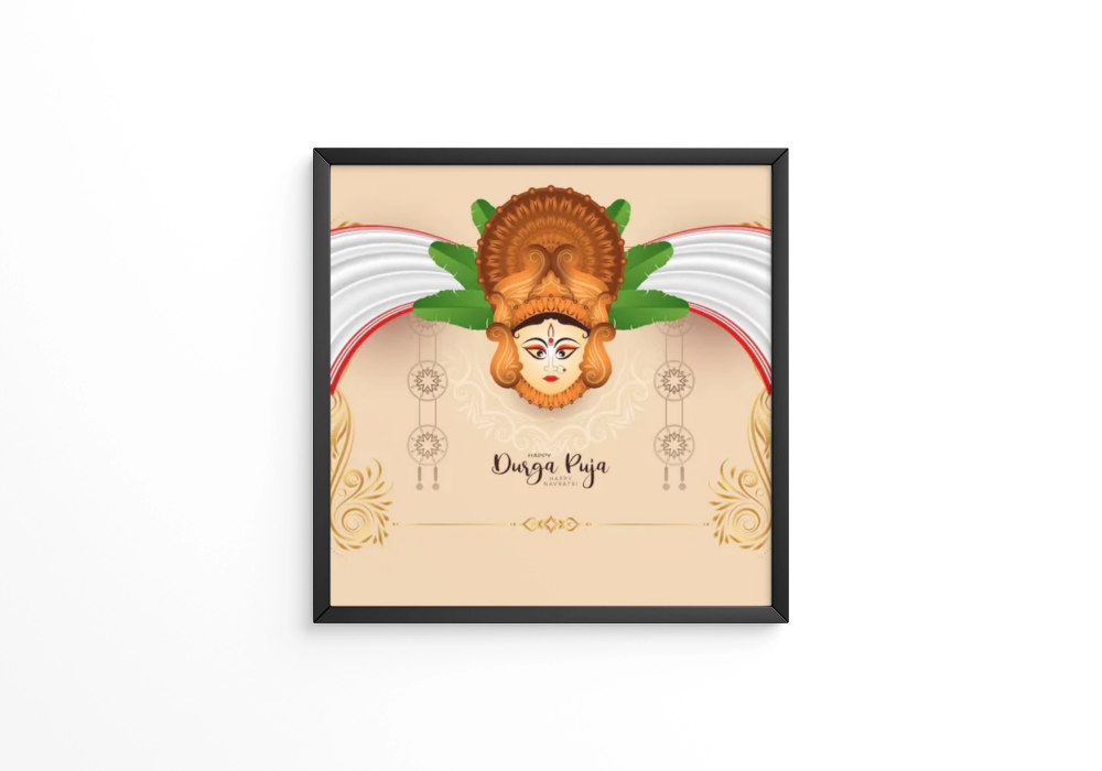 Happy Durga puja and happy Navratri festival frame