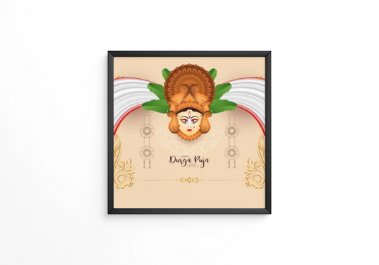 Happy Durga puja and happy Navratri festival frame