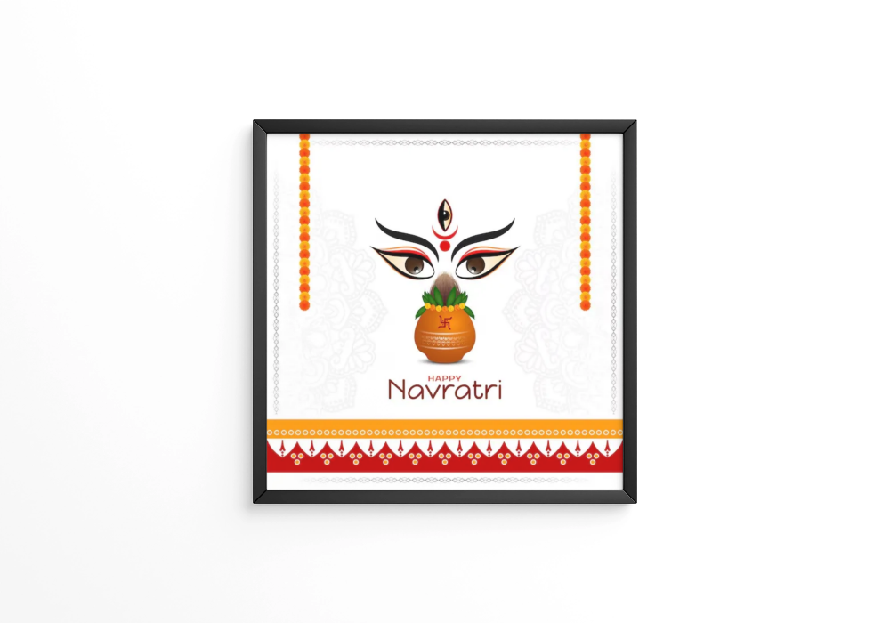Beautiful elegant Happy Navratri Indian festival frame
