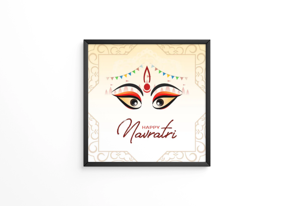 Elegant Durga Puja and traditional Happy navratri festival  frame