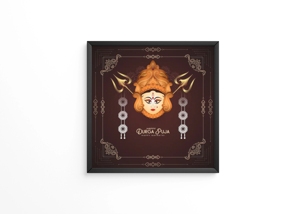 Religious Durga Puja and Happy navratri Indian festival  frame