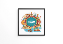 Happy Onam Indian cultural festival celebration frame