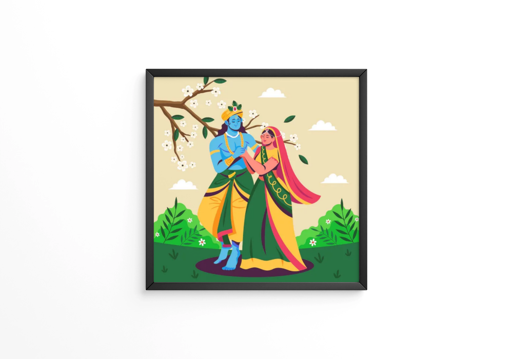 Flat radha and krishna frame