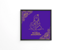 Decorative line style krishna janmashtami festival greeting design frames