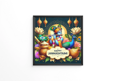This design is designed for Indian traditional and Hindu mythological event Happy Janmashtami  frames