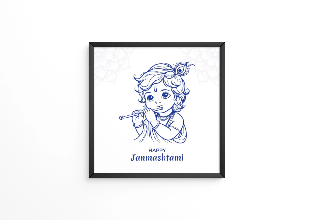 Happy janmashtami hindu festival frame