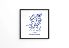 Happy janmashtami hindu festival frame