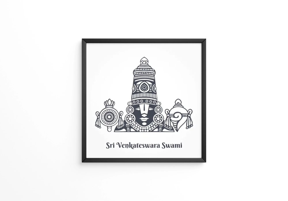 Indian hindu god sri venkateswara swami balaji lineart frame