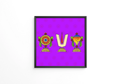 Illustration of desi indian art style lord balaji symbol frame
