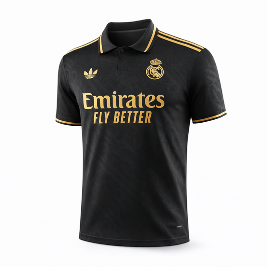 Next Print Black & Gold Polo Neck Football Jersey – Luxury Club Edition Sportswear  Polo Edition Jersey 2025-26 online in India