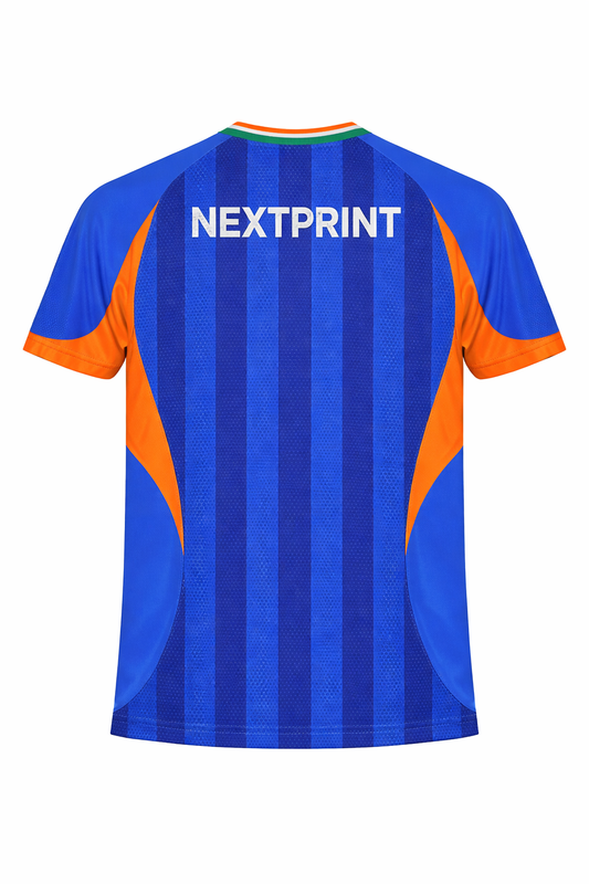 Next Print Cricket 2026 Jersey Blue India V neck Half Sleeves Men/Women.