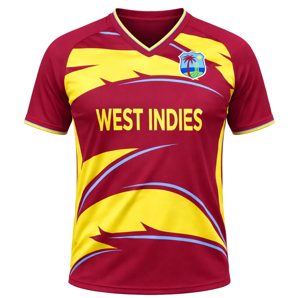 NEXT PRINT Customised West Indies Yellow and Red Cricket Jersey - Personalize Your Jersey Men & Women.