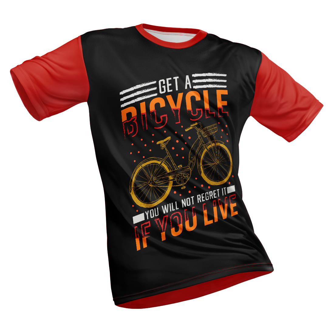 Polyester Half Sleeve T-Shirt with Round Collar and All Over Digital Print.