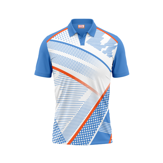 Polo Neck Printed Jersey Sky Blue NP00122