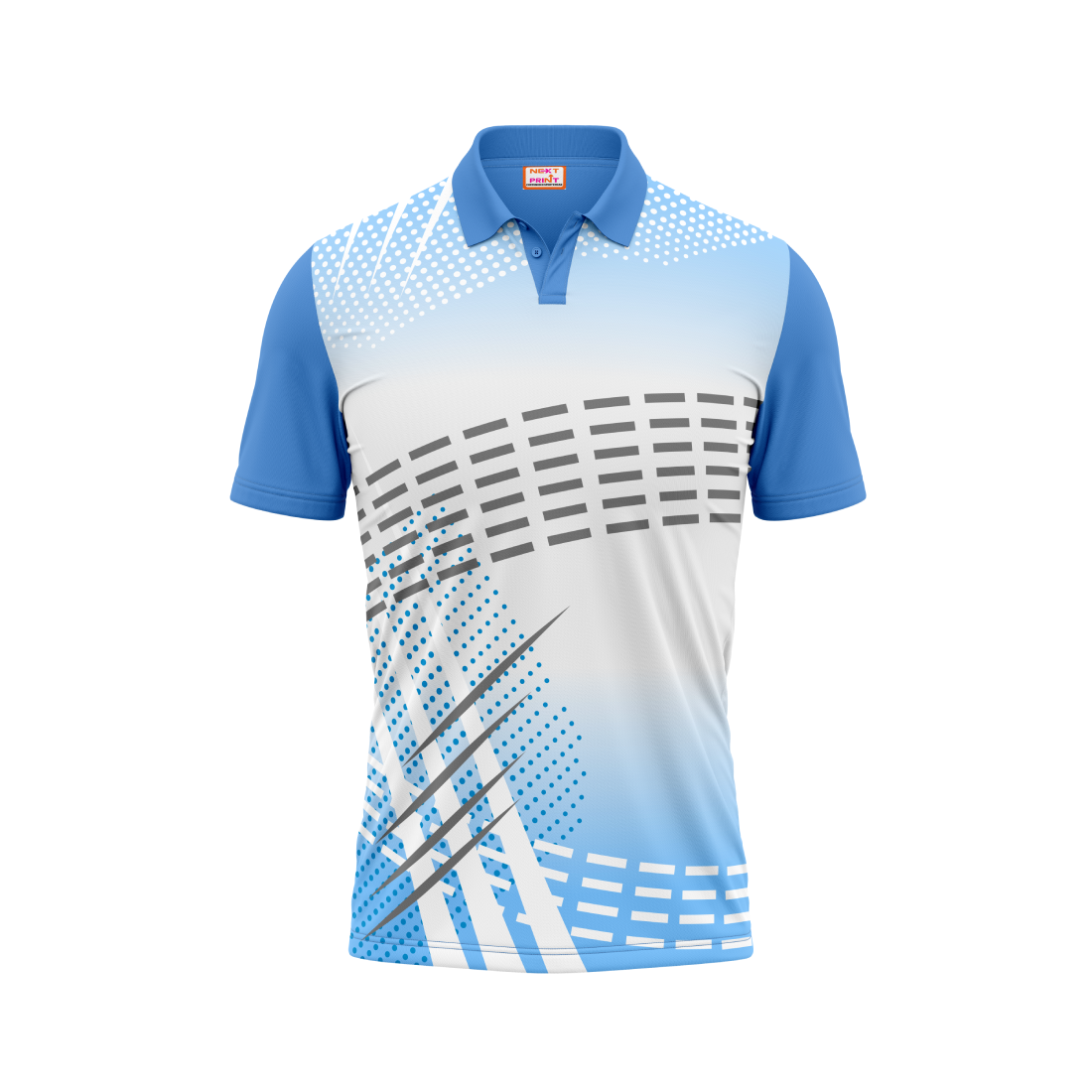 Polo Neck Printed Jersey Sky Blue NP00136