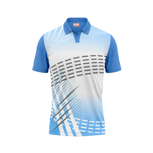 Polo Neck Printed Jersey Sky Blue NP00136