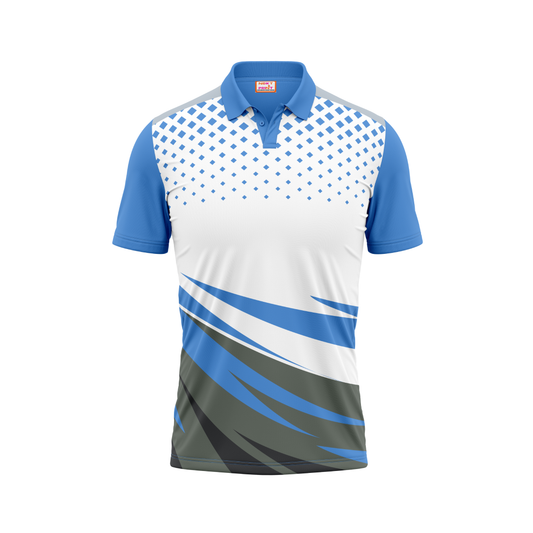 Polo Neck Printed Jersey Sky Blue NP00143