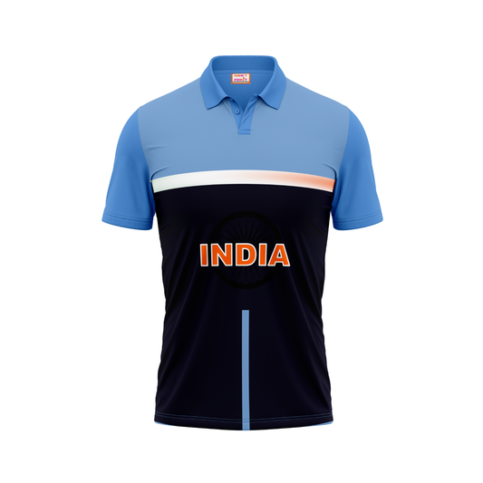 Polo Neck Printed Jersey Sky Blue NP00177
